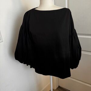 Essue Black Balloon Sleeve Blouse